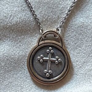 James Avery Botonesse Silver and Bronze Cross Necklace 18in